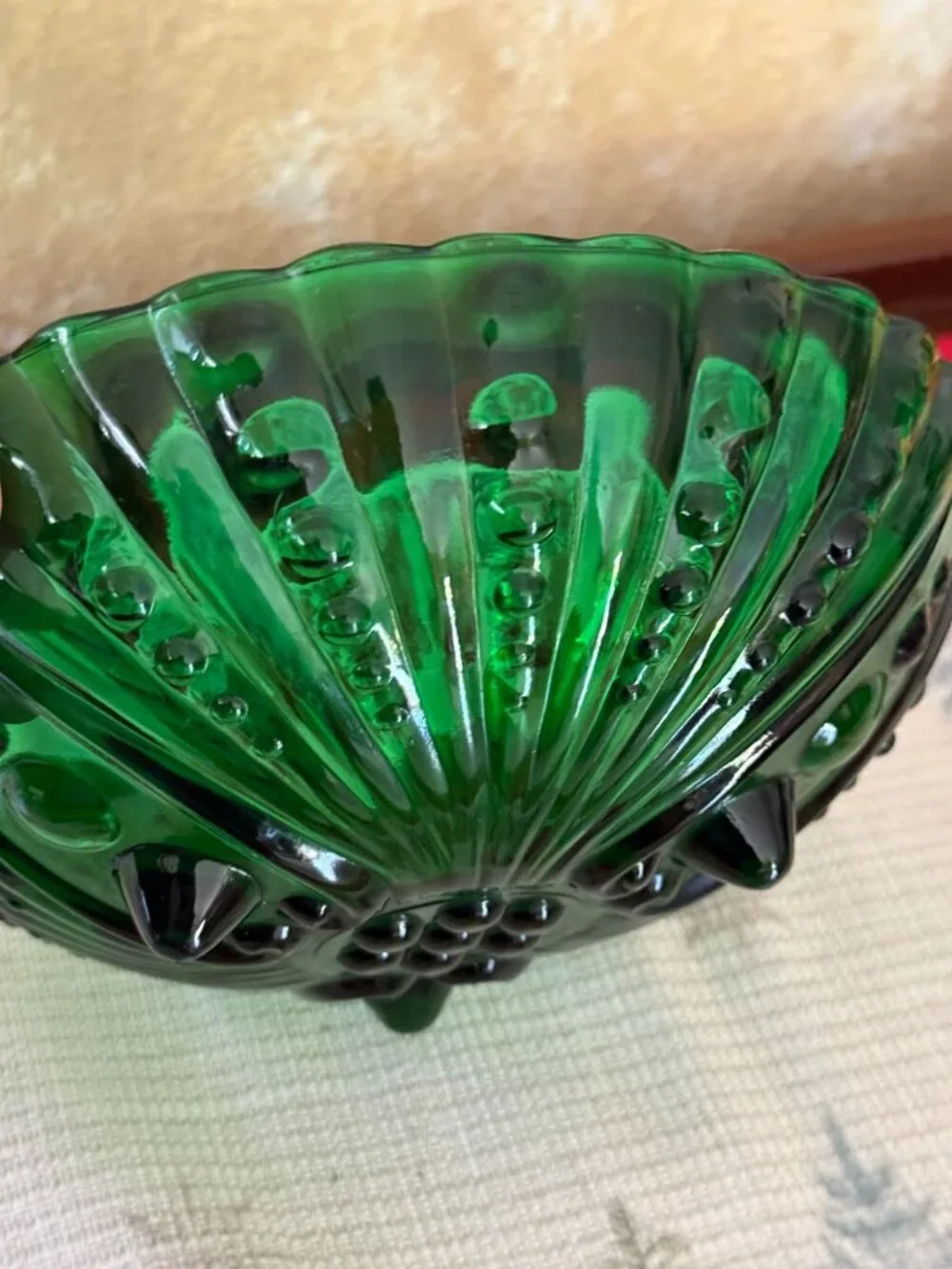 Anchor Hocking Forest Green Burple Footed Dessert Bowl 4 1/2”